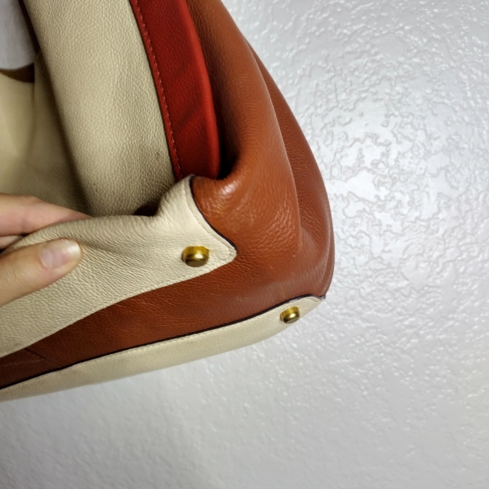 Coach Colorblock Cream, Tan, and Brown Leather Hobo Bag - Picture 5 of 12